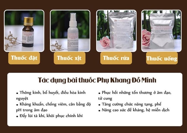 Sự kết hợp cả 4 phương thuốc nhỏ trong 1 liệu trình Phụ Khang Đỗ Minh