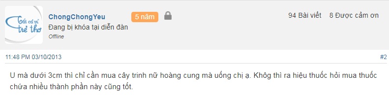 Review cách chữa u xơ cổ tử cung bằng trinh nữ hoàng cung