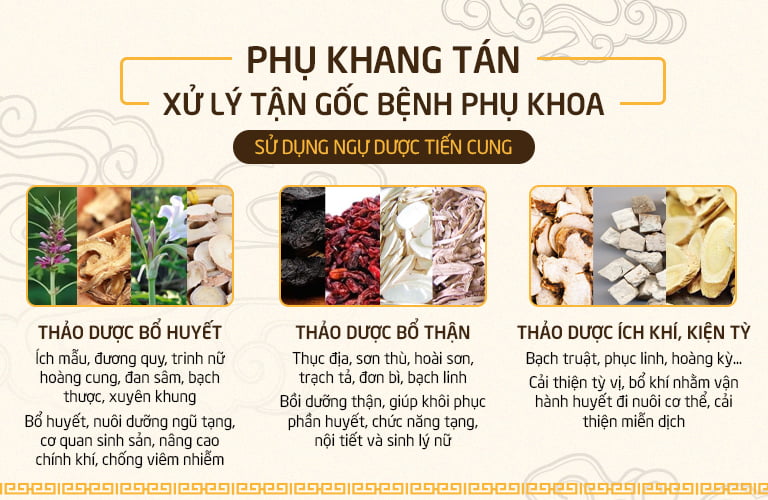 Phụ Khang Tán hội tụ nhiều vị thảo dược quý của cung đình