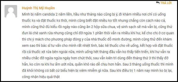 Một số phản hồi của người bệnh về tác dụng của bài thuốc phụ khoa Đỗ Minh Đường